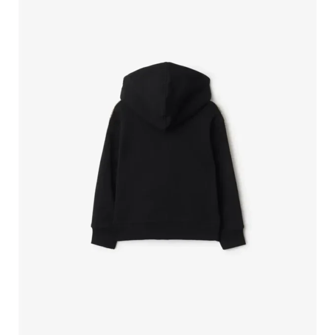 Check Trim Cotton Zip Hoodie