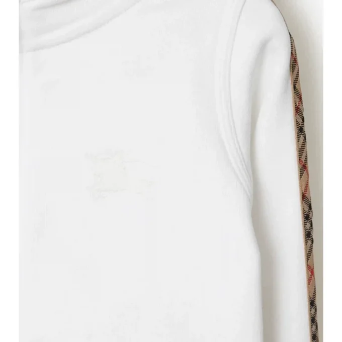 Check Trim Cotton Zip Hoodie