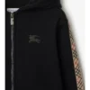 Check Trim Cotton Zip Hoodie