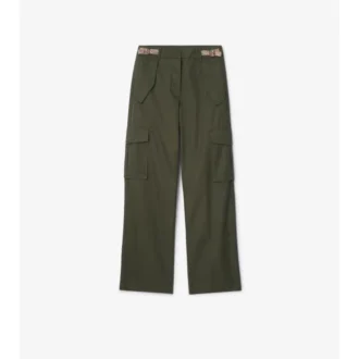 Check Trim Gabardine Cargo Trousers