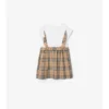 Check Trim Stretch Cotton Dress
