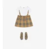 Check Trim Stretch Cotton Dress