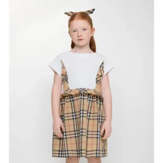 Check Trim Stretch Cotton Dress