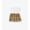 Check Trim Stretch Cotton Dress