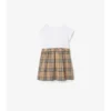 Check Trim Stretch Cotton Dress