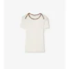 Check Trim Stretch Cotton T-Shirt