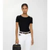Check Trim Stretch Cotton T-Shirt