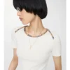 Check Trim Stretch Cotton T-Shirt