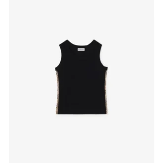 Check Trim Stretch Cotton Vest