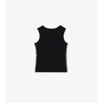Check Trim Stretch Cotton Vest