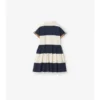 Check Trim Striped Cotton Shirt Dress