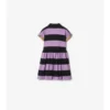 Check Trim Striped Cotton Shirt Dress