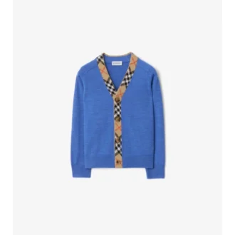 Check Trim Wool Cardigan