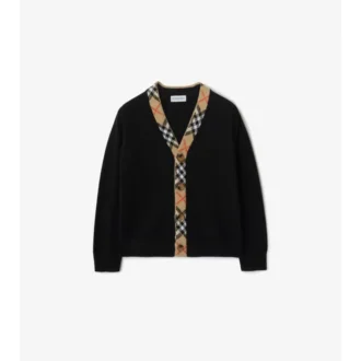 Check Trim Wool Cardigan