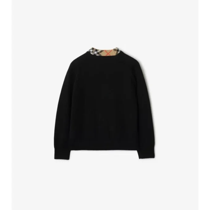 Check Trim Wool Cardigan