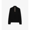 Check Trim Wool Half-Zip Sweater