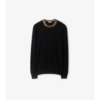 Check Trim Wool Sweater