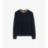 Check Trim Wool Sweater