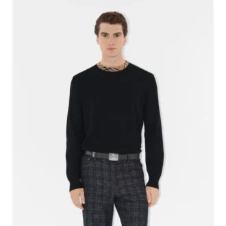 Check Trim Wool Sweater