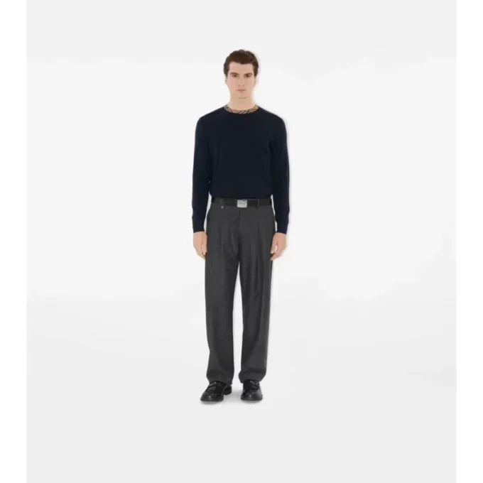 Check Trim Wool Sweater