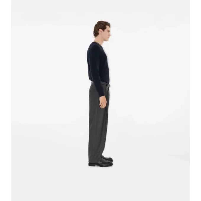 Check Trim Wool Sweater