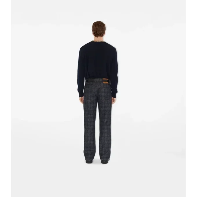 Check Trim Wool Sweater