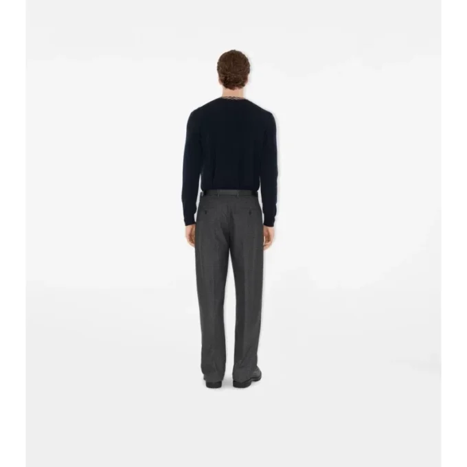 Check Trim Wool Sweater