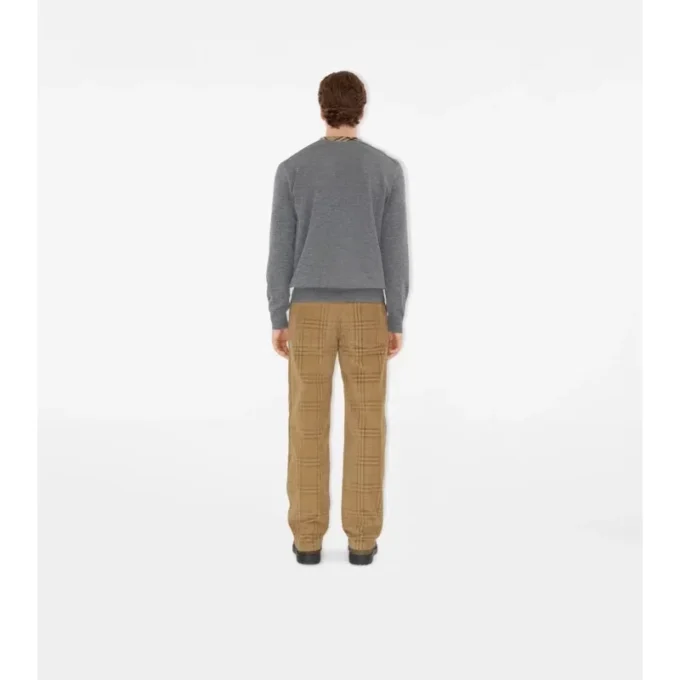 Check Trim Wool Sweater