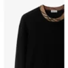 Check Trim Wool Sweater
