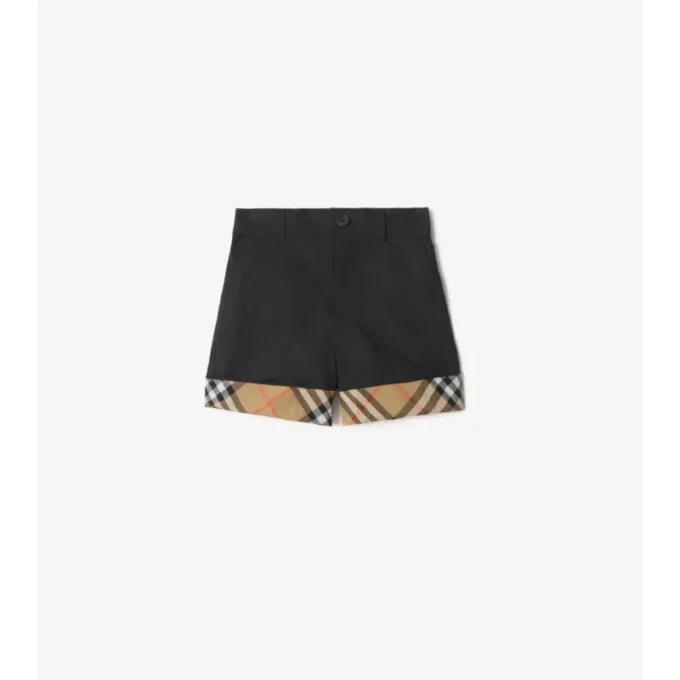 Check Turn-Up Cotton Shorts