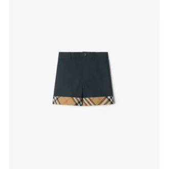 Check Turn-Up Cotton Shorts