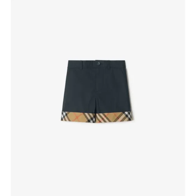 Check Turn-Up Cotton Shorts
