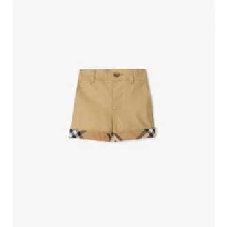 Check Turn-Up Cotton Shorts