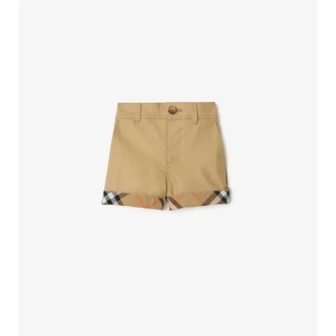 Check Turn-Up Cotton Shorts