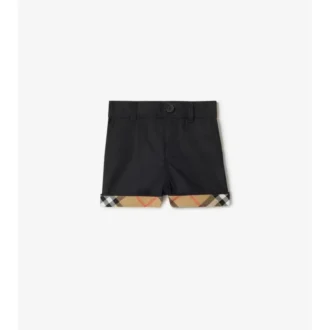 Check Turn-Up Cotton Shorts