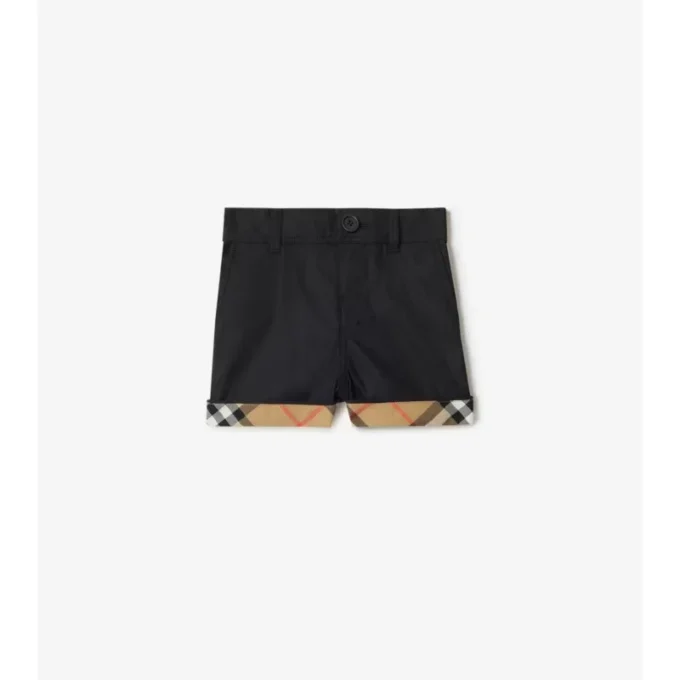 Check Turn-Up Cotton Shorts