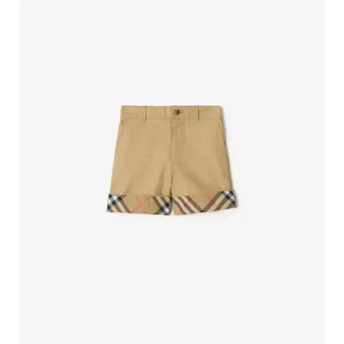 Check Turn-Up Cotton Shorts