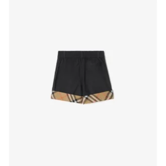 Check Turn-Up Cotton Shorts