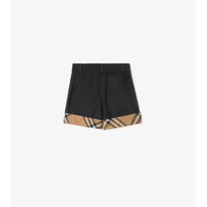 Check Turn-Up Cotton Shorts