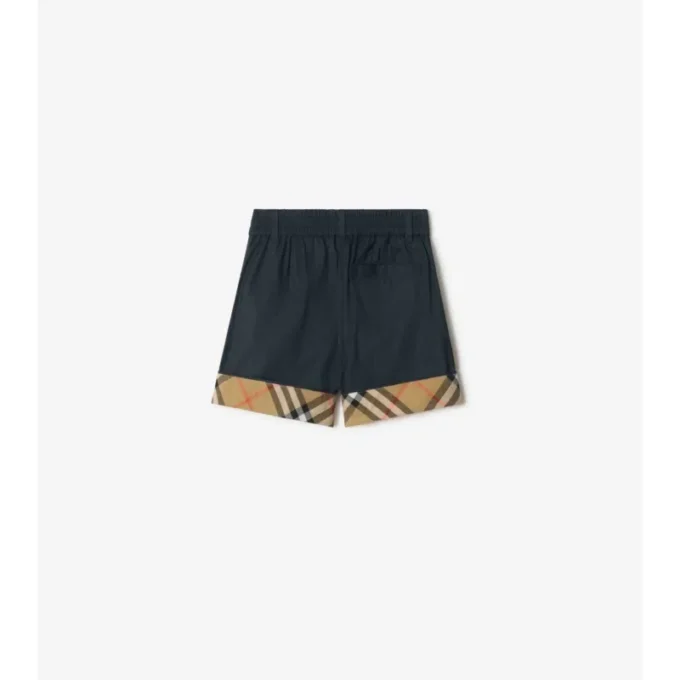 Check Turn-Up Cotton Shorts