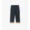 Check Turn-Up Cotton Trousers