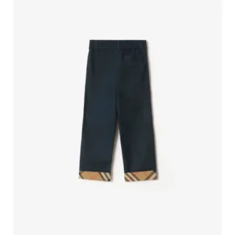 Check Turn-Up Cotton Trousers