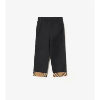 Check Turn-Up Cotton Trousers