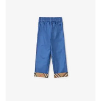 Check Turn-Up Cotton Trousers