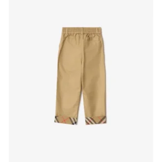 Check Turn-Up Cotton Trousers