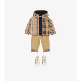 Check Turn-Up Cotton Trousers