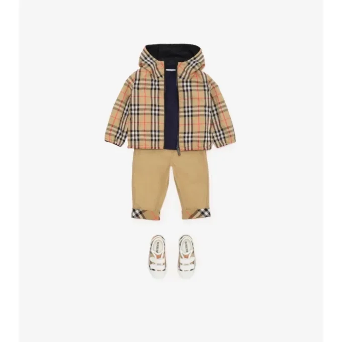 Check Turn-Up Cotton Trousers