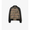 Check Wool and Leather Bomber Jacket