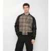 Check Wool and Leather Bomber Jacket