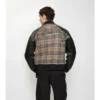 Check Wool and Leather Bomber Jacket
